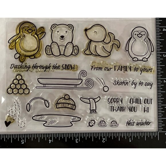 Stamp & Die WINTER WONDERLAND Embossing Folder Set Practical Publishing PENGUIN - Picture 5 of 5